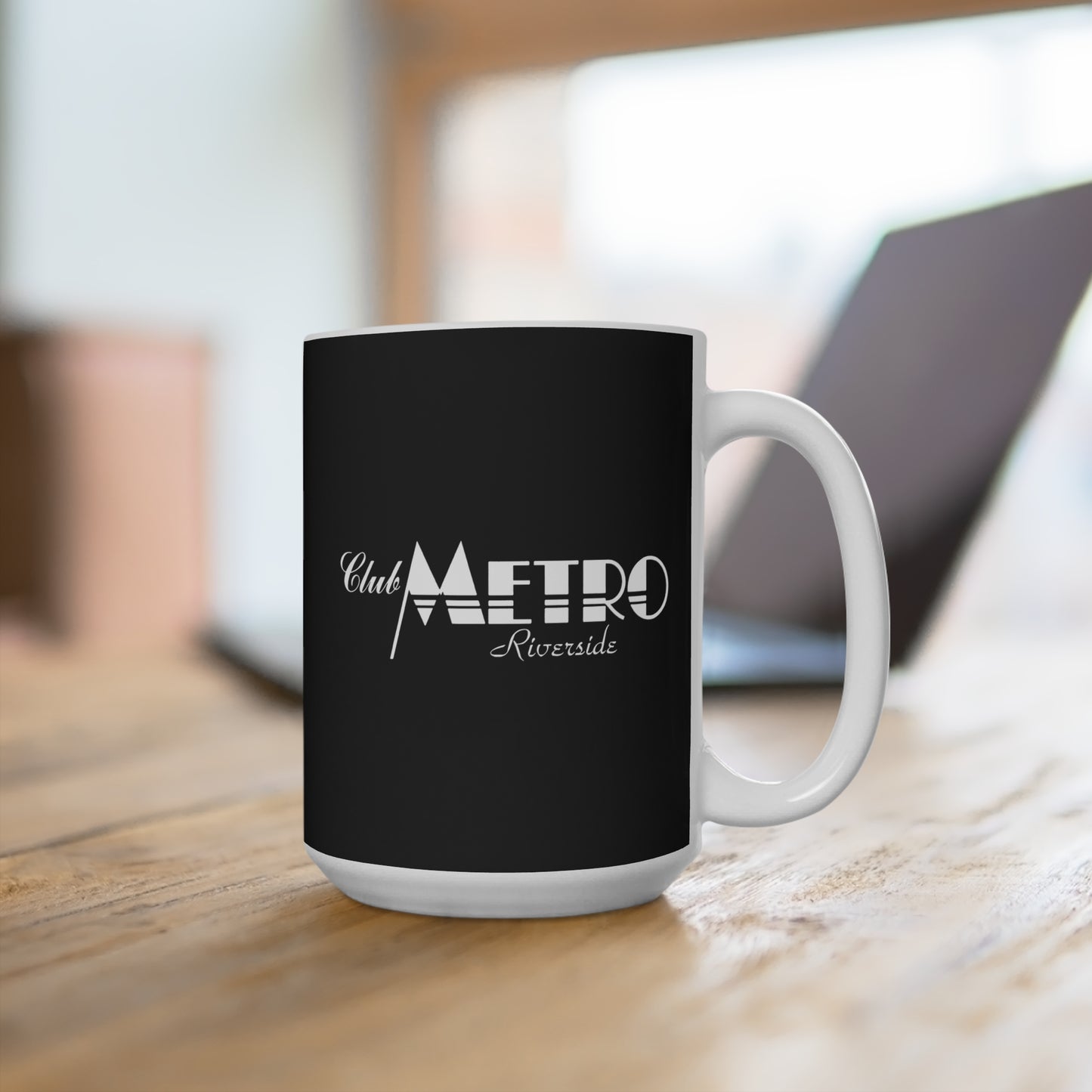 Club Metro Riverside 15oz Ceramic Mug — Black & White