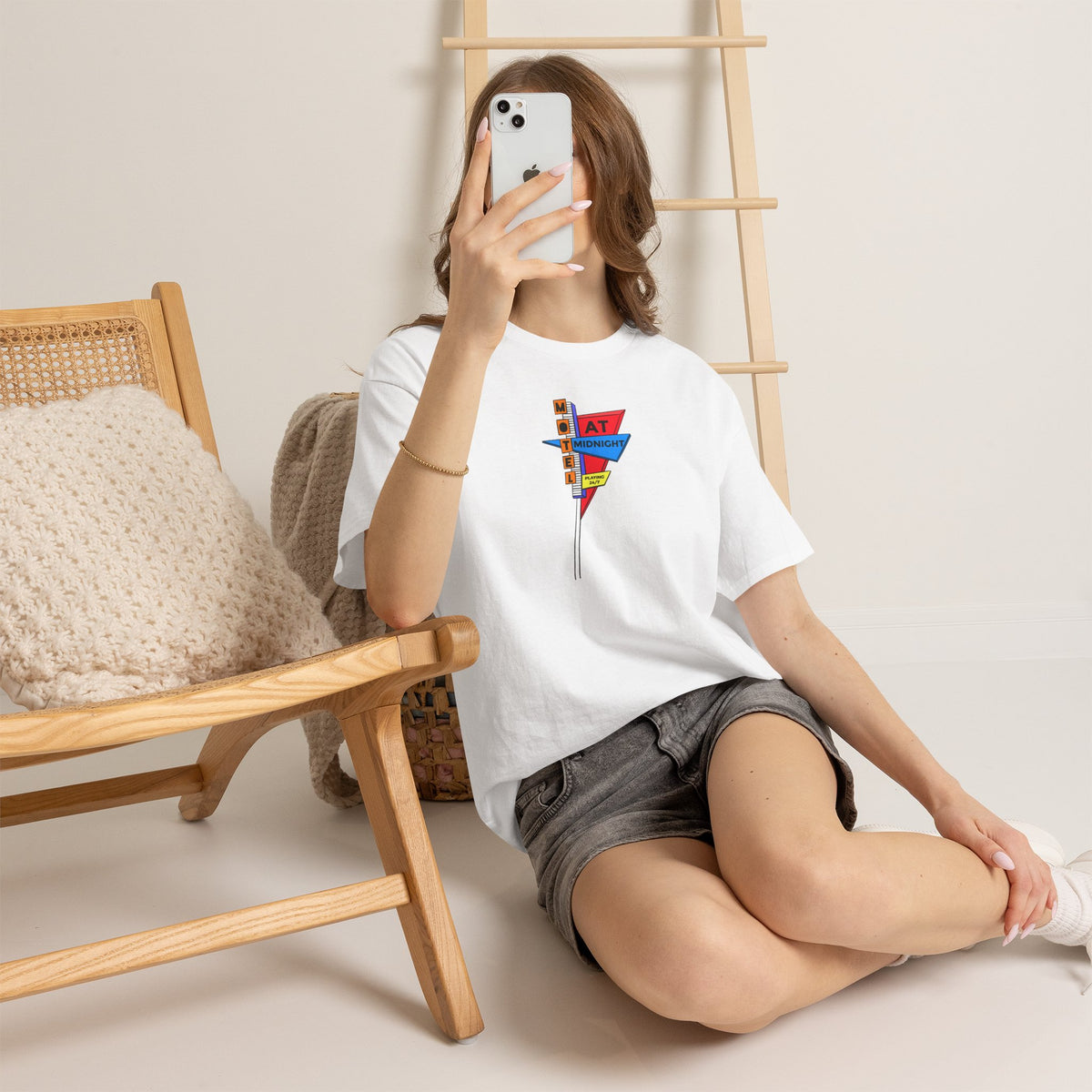 Motel At Midnight Retro Road Sign Graphic T-Shirt