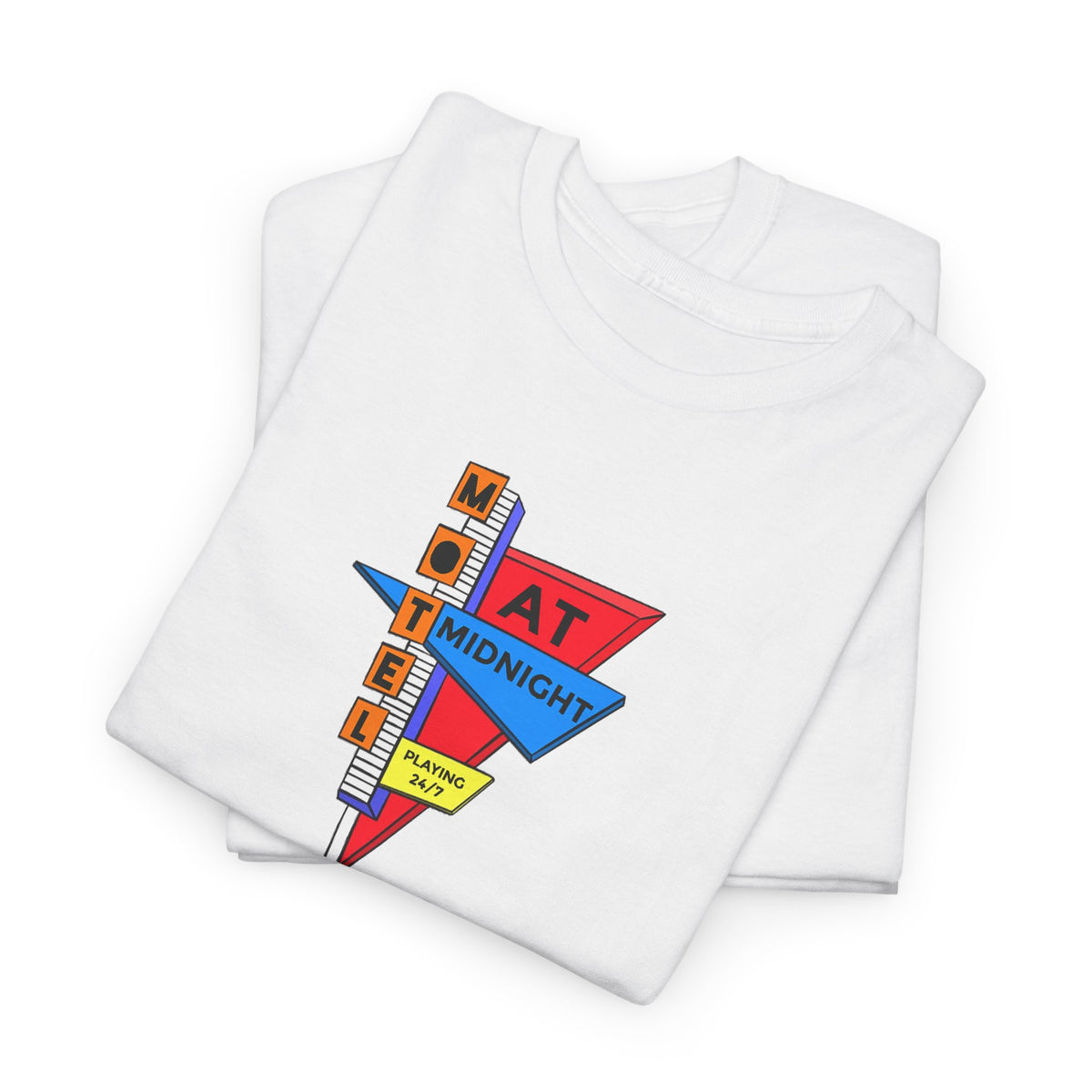 Motel At Midnight Retro Road Sign Graphic T-Shirt