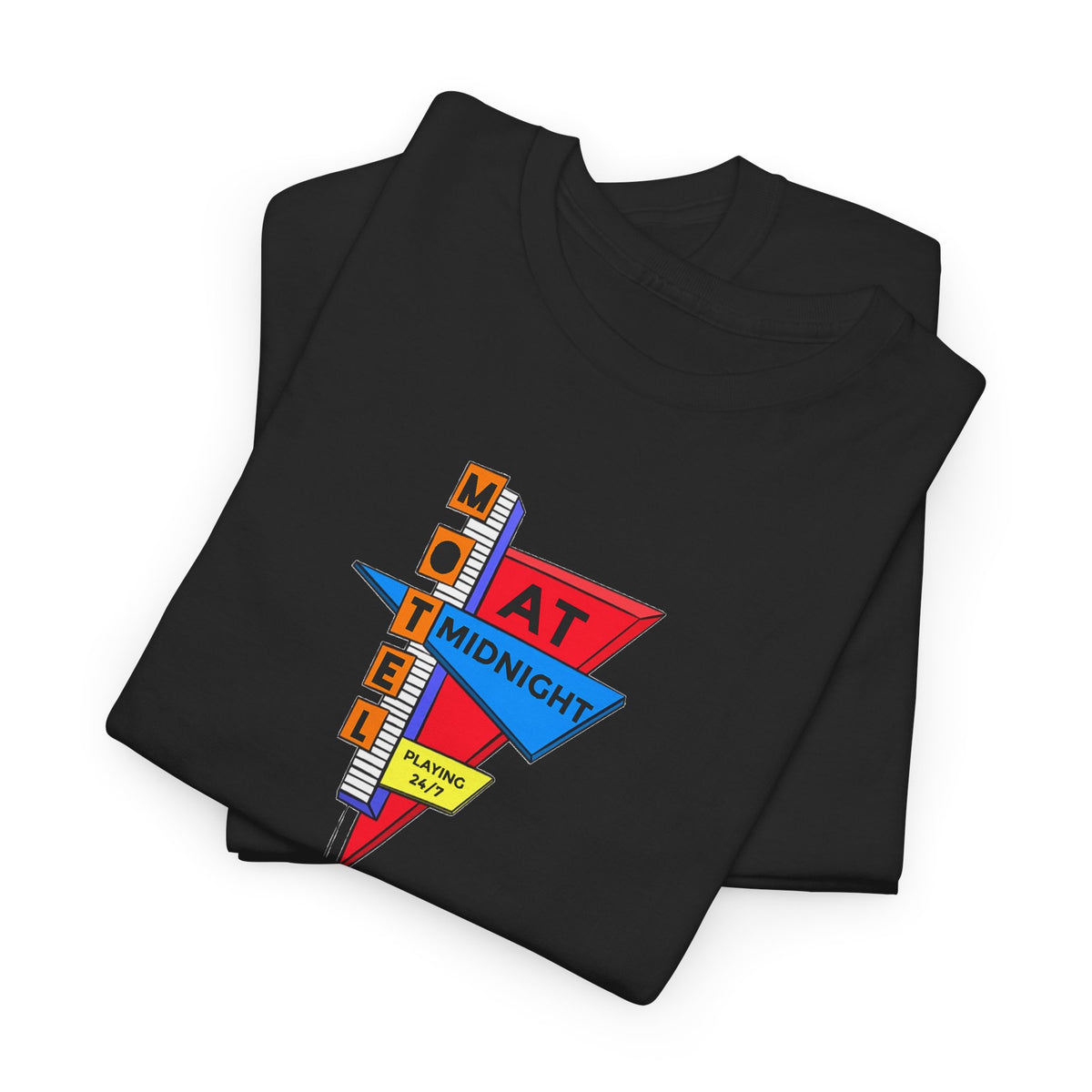 Motel At Midnight Retro Road Sign Graphic T-Shirt