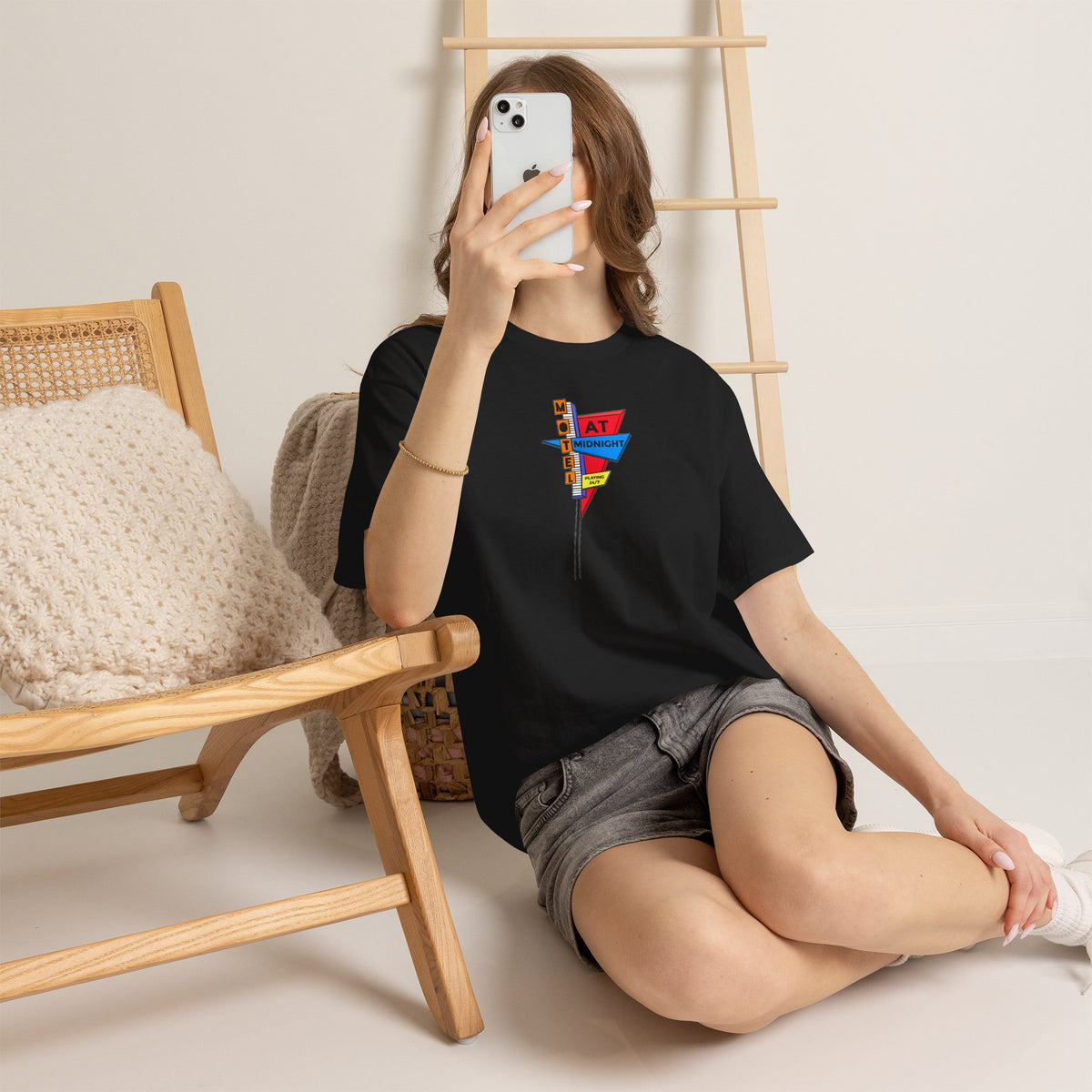 Motel At Midnight Retro Road Sign Graphic T-Shirt