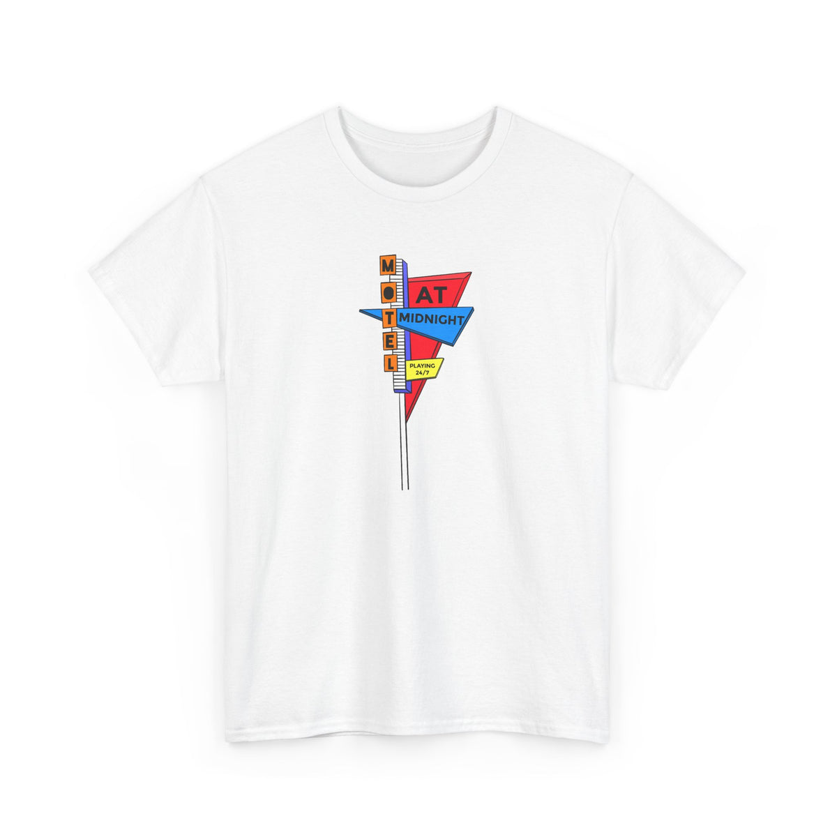Motel At Midnight Retro Road Sign Graphic T-Shirt