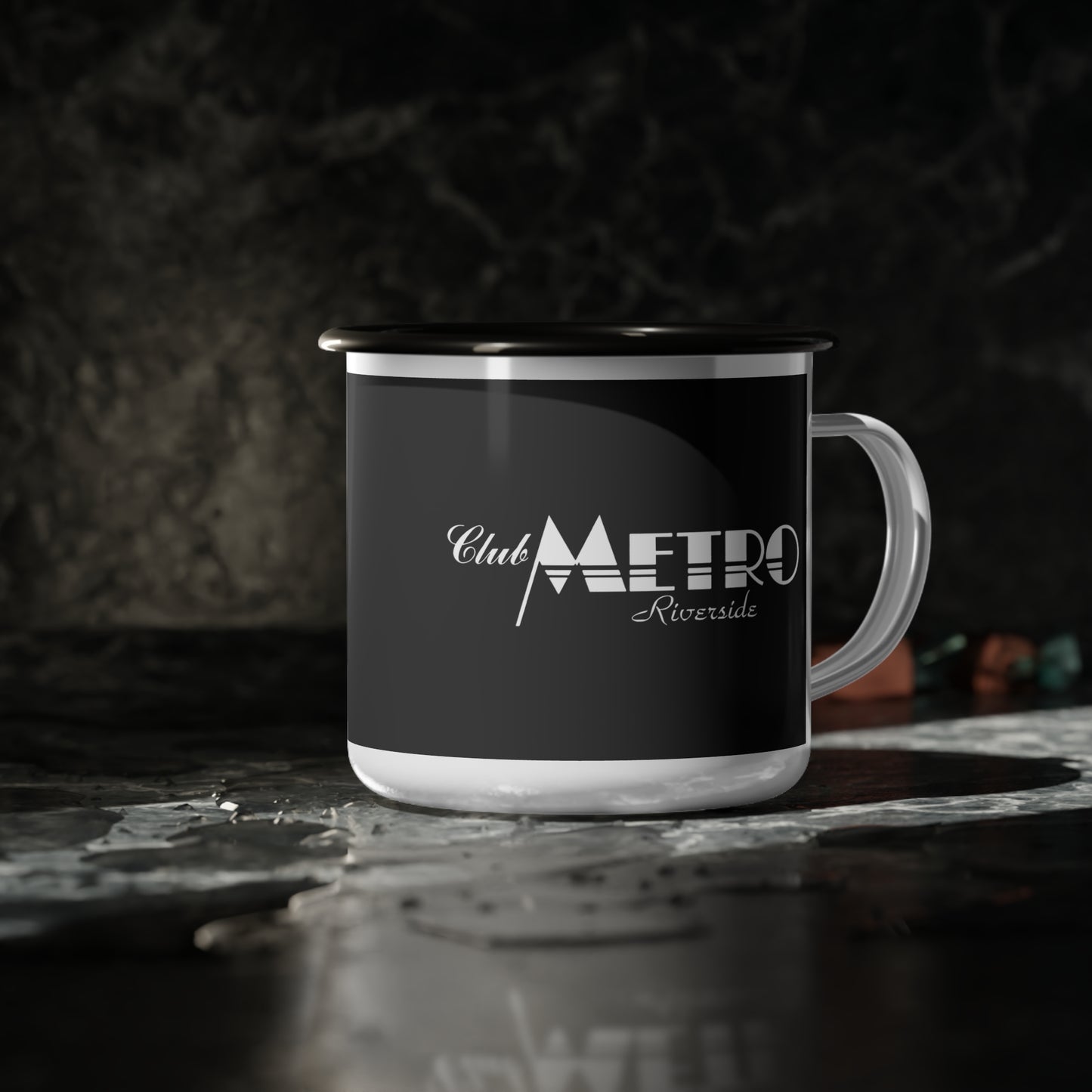 Club Metro Riverside Vintage Logo Camp Mug - Black